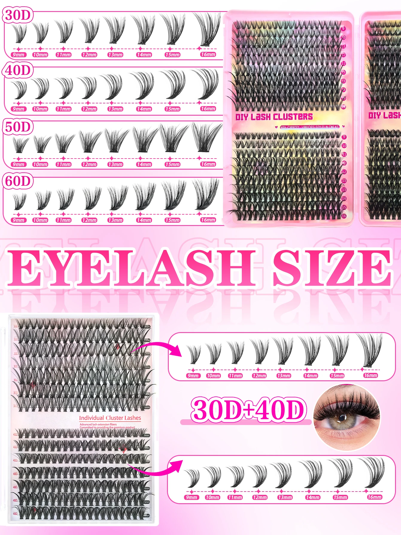 200/280/790 클러스터 당신의 필수 인조 속눈썹 연장 키트: 일상 및 파티 분위기에 맞는 다양한 스타일!