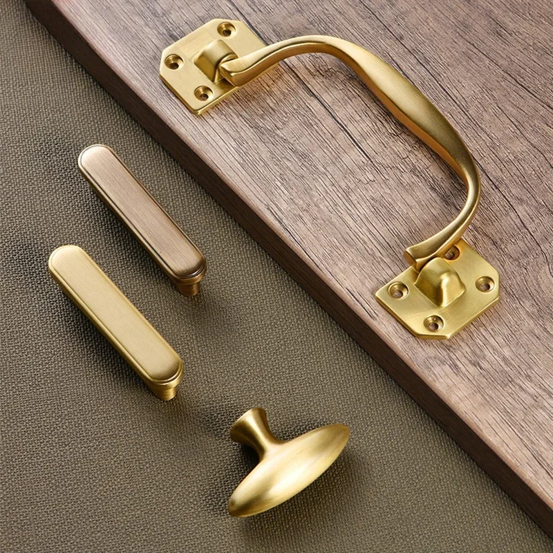 New Chinese Solid Brass Cabinet Handle and Knob Drawer Knob Pure Copper Bedroom Wardrobes Dresser Furniture Kitchen Accessories