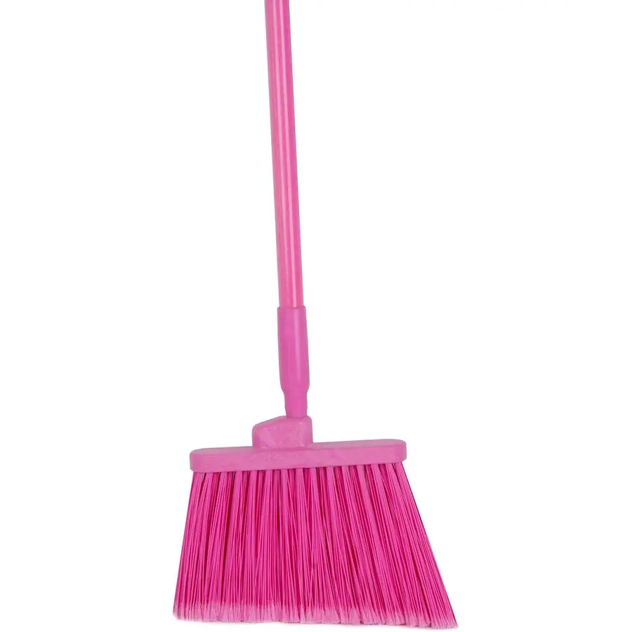 

41082EC26 Plastic Color Coded Broom, Flagged Bristles, Long Broom With Angled Head For Large Debris, 56 Inches, Pink