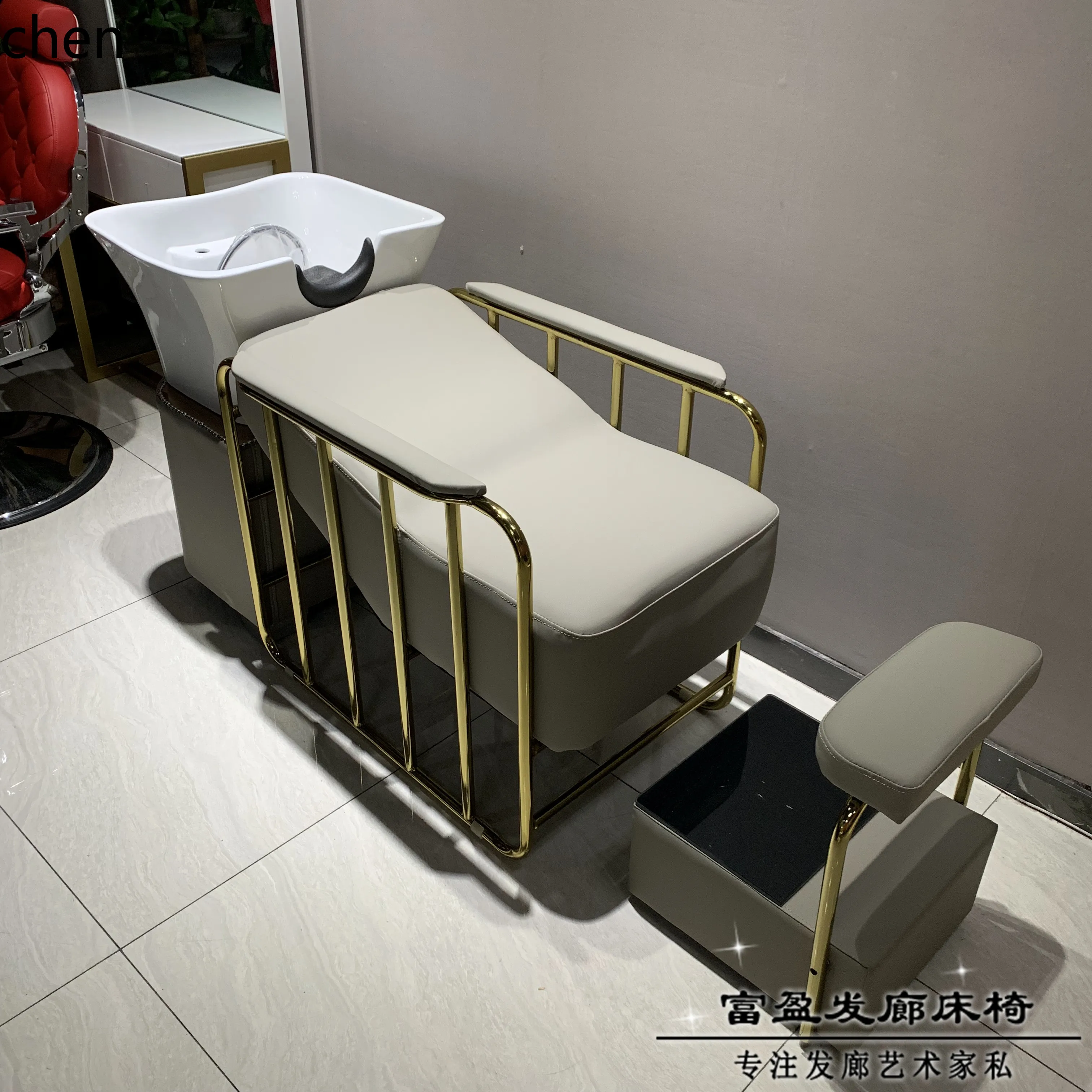 LXC شامبو سرير صالون حلاقة شقة الكذب صالون الشعر الجمال حزام الشعر سخان المياه تدليك نصف الكذب حوض عميق فلاشينغ السرير