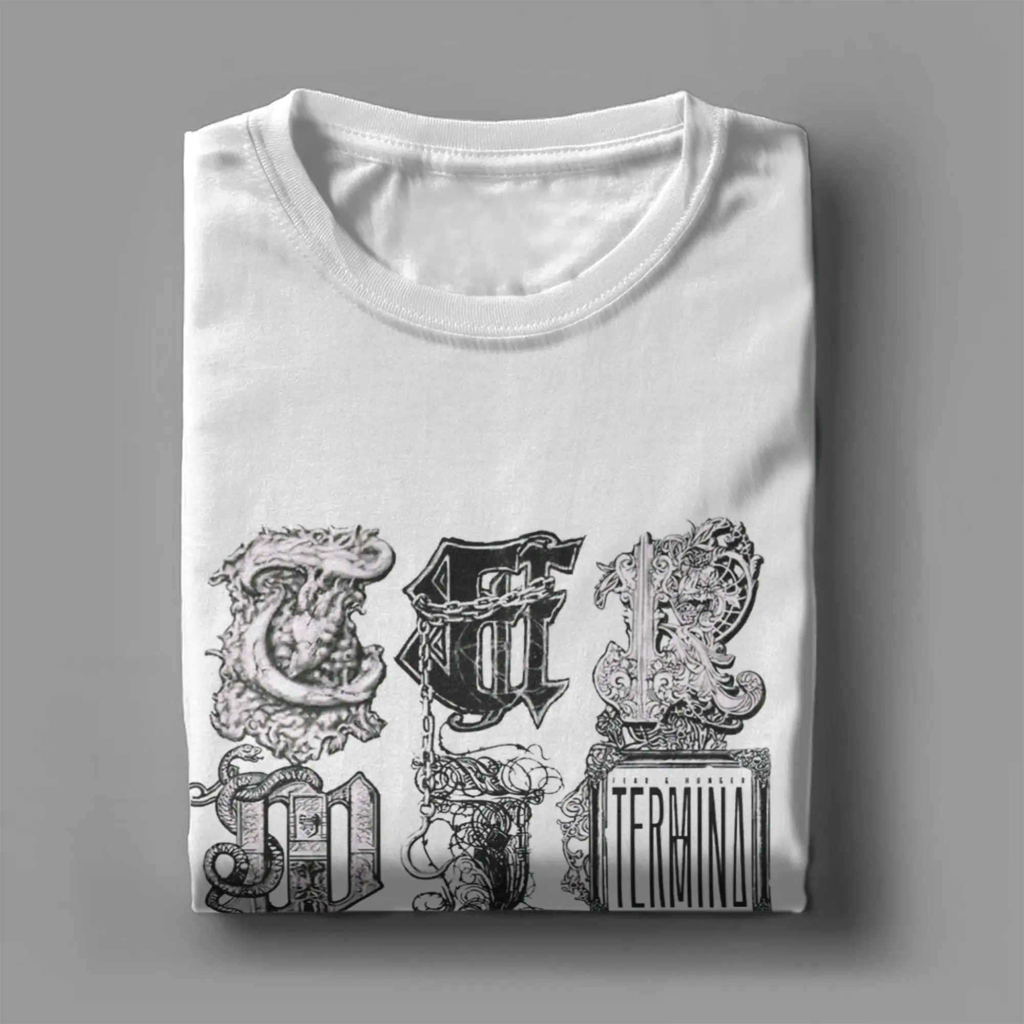 تي شيرت بشعار Fear and Hunger Termina للرجال والنساء ملابس قطنية ملابس الشارع برقبة دائرية وأكمام قصيرة