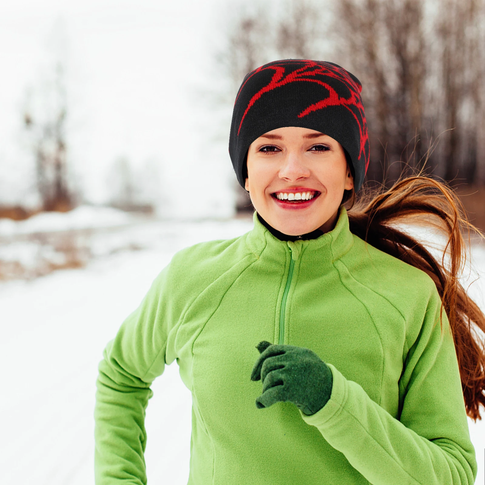 

2pcs Winter Knit Hats Thickened Warm Knitted Beanies For Women Men Unisex Winter Caps Spider Web Pattern Soft Comfortable Riding