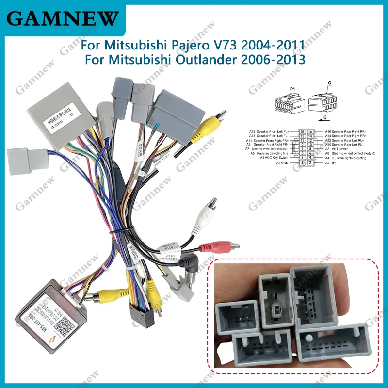 16Pin Car Wiring Harness Adapter Canbus Box Decoder For Mitsubishi Pajero V97 V73 V60 ASX Outlander RP5-MT-101