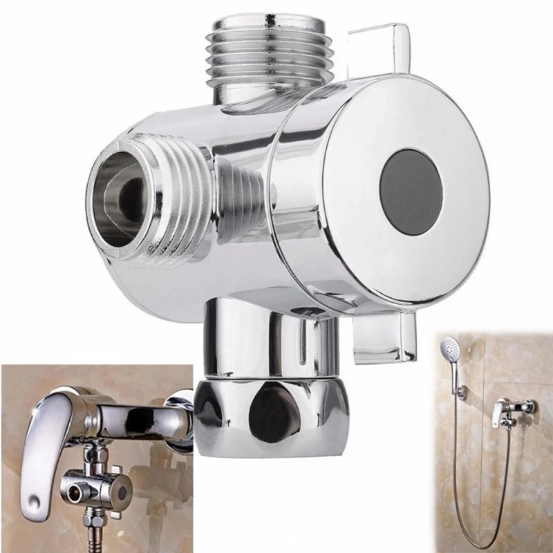 1/2 Inch Shower Three Way Valve Connector T-adapter Bathroom Adjustable Shower Head Outlet Water Distributor Bathroom Accessory