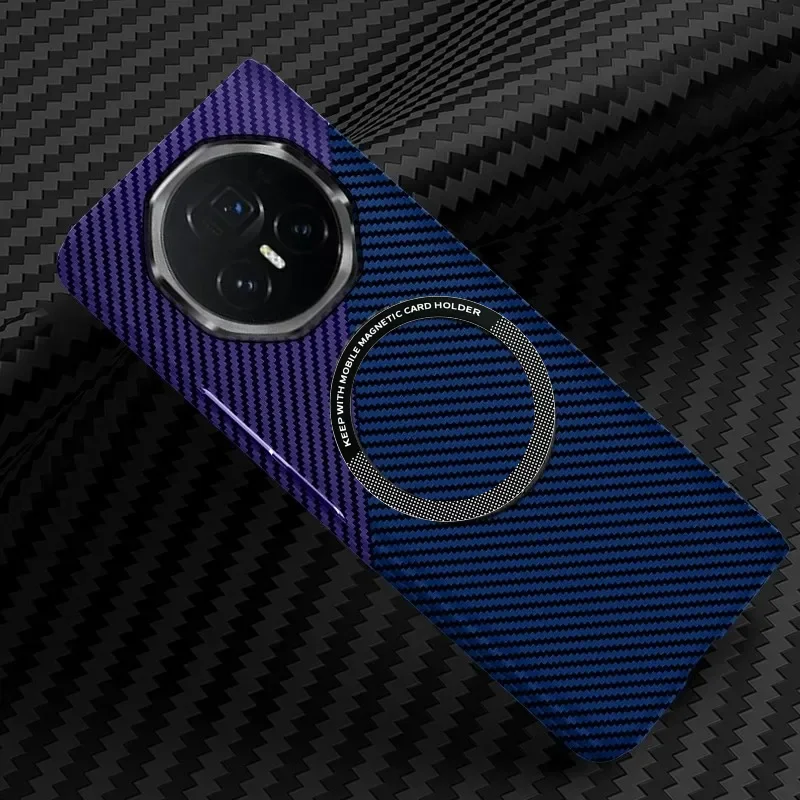 

Luxury Texture Carbon Fiber Pattern Skin-friendly Phone Case for Honor Magic V3 Magnetic Charging Shockproof Protect Hard Cover