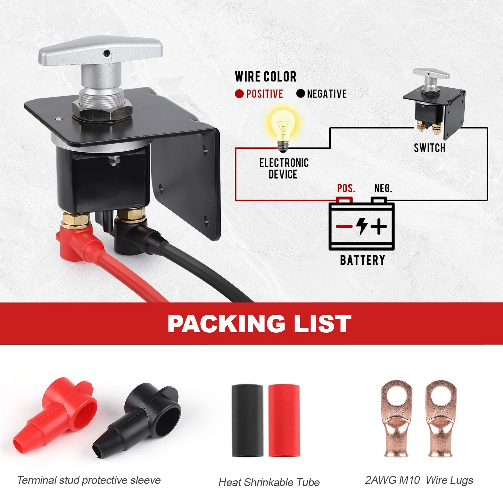 For RV Camper Van Truck Cars Kill Boat Mass Switch Kit 12V Battery Disconnect Switch Isolator With Heavy Duty 12/48V 1500A