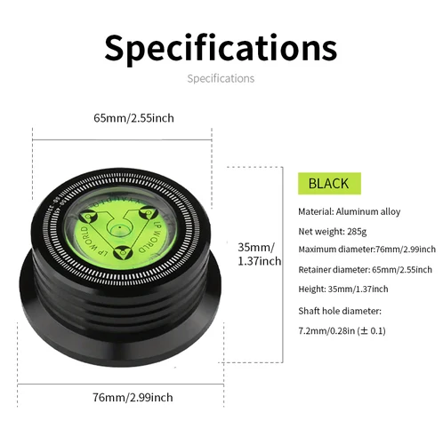 Imagen 2 del producto YYAUDIO - Estabilizador Universal de Discos de Vinilo LP de 50Hz con Nivel, Abrazadera de Peso de Aleación de Aluminio, Reproductor de Música