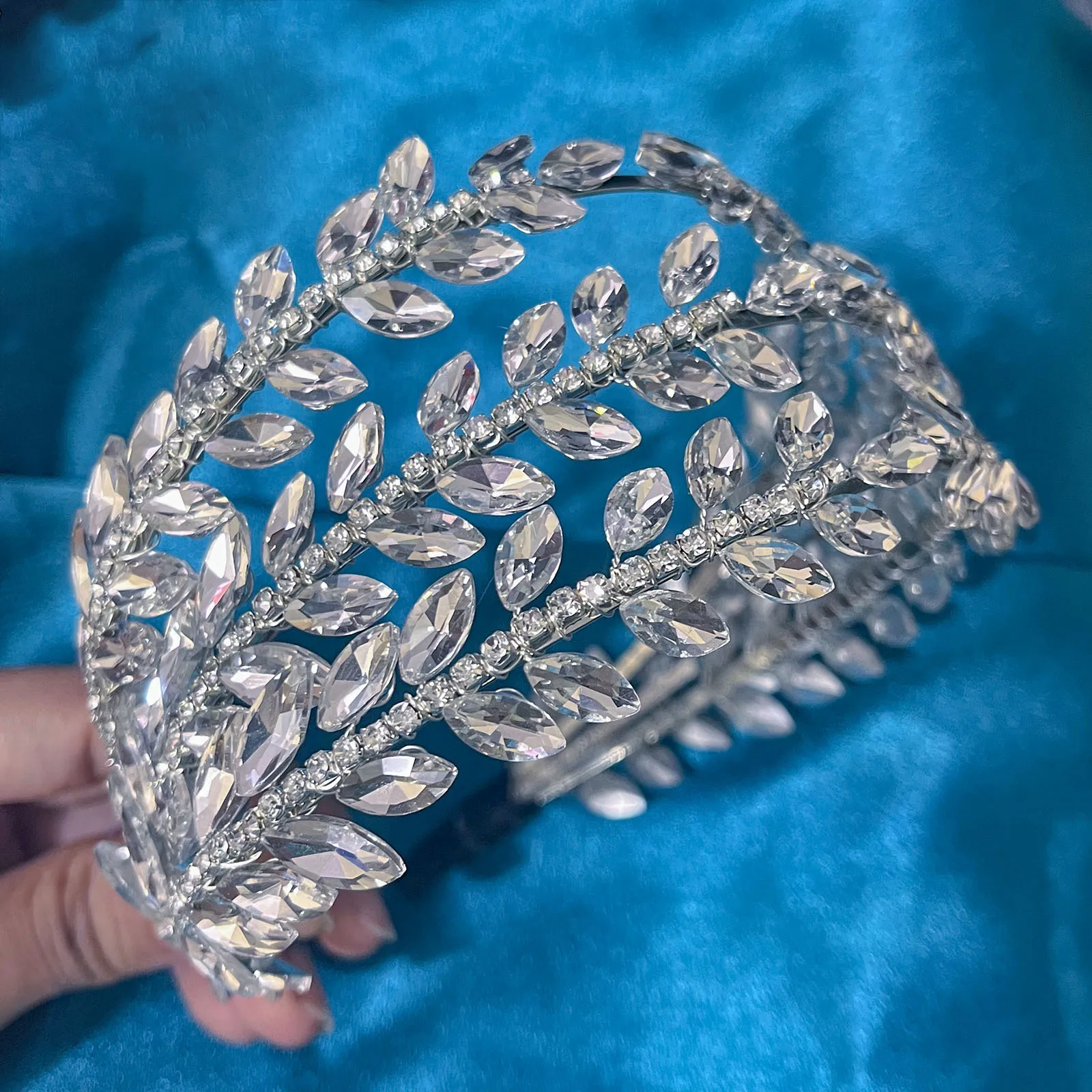 Dz148 strass casamento tiara prata strass noiva bandana brilhante diamante pageant coroa feminino acessórios de jóias de cabelo