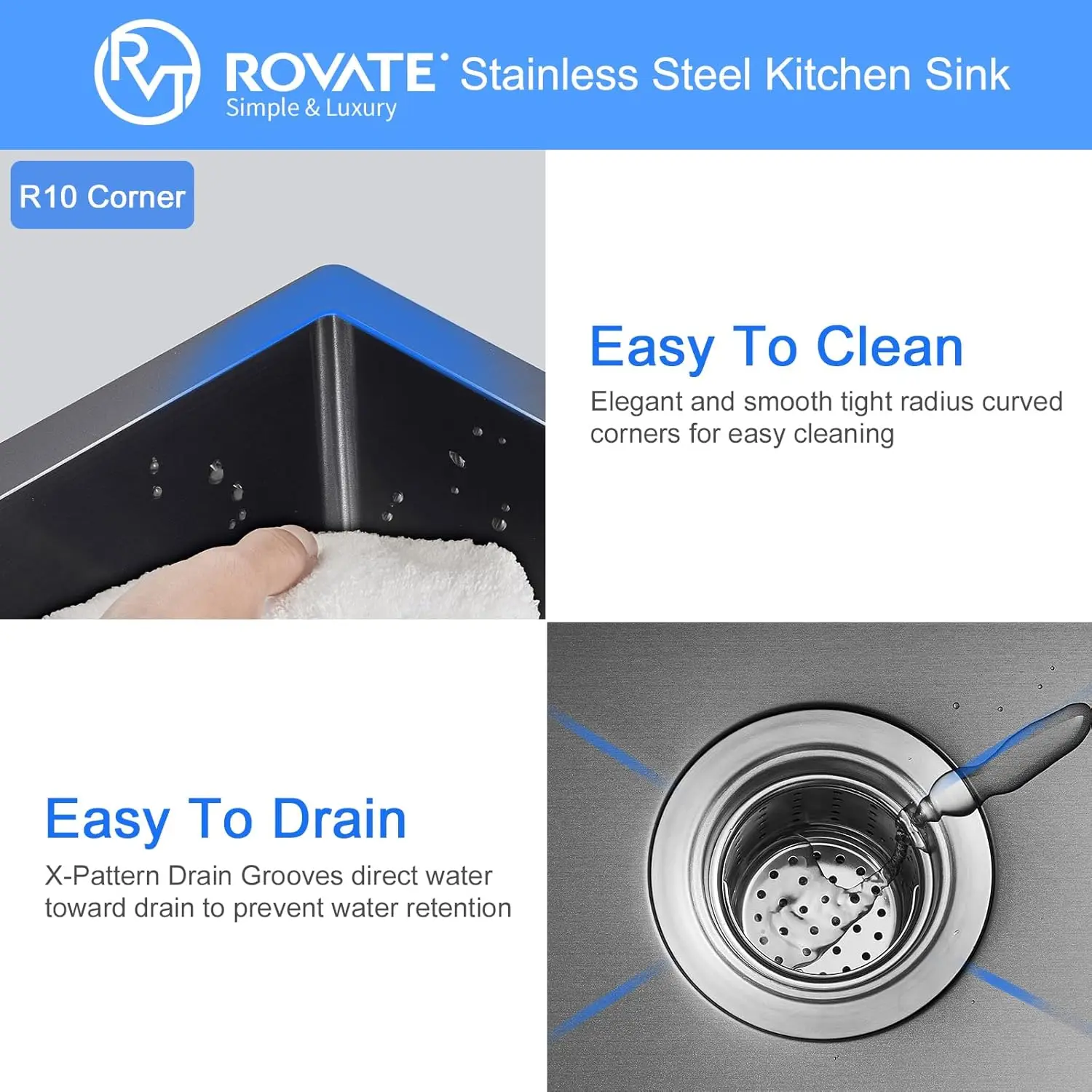 ROVATE 15x15 inch Black Bar Sink Undermount Black Nano Kitchen Sink Single Bowl T-304 Stainless Steel Sink with  Basket Strainer