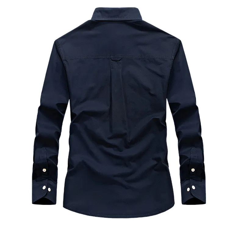 Clothing Men Casual Shirts Cotton Long Sleeve Camiseta Masculina Denim Shirt Men Army  Military Black Khaki Size S-4XL 5XL