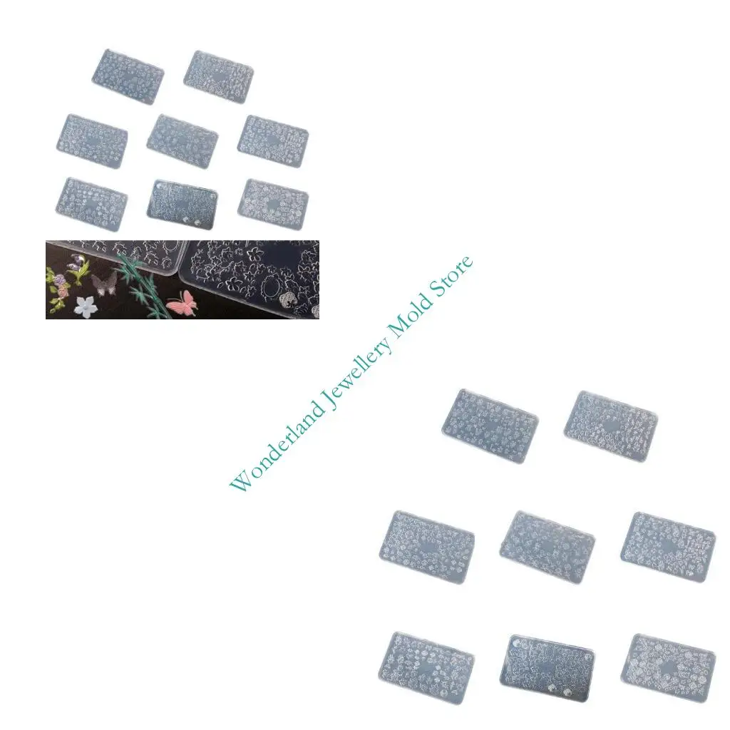 

H7EB Nails Art Moulds Silicone Template Nails Designing Tool Flower Theme Silicone Handmade Molds for Manicure Creation