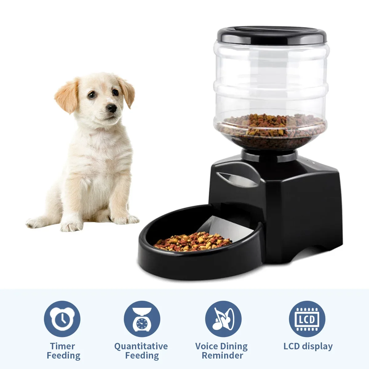

5.5L automatic pet feeder with voice recording and playback function