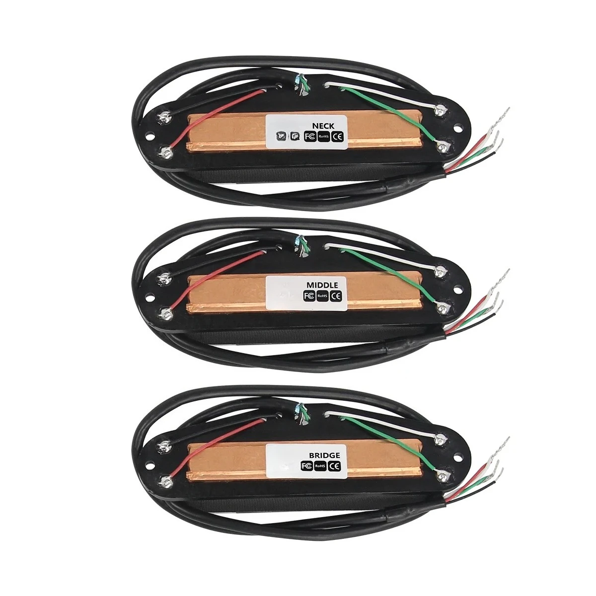 3PCS SSS Pickup Set Single Coil Sized Guitar Rail Humbucker Pickup Hot Dual Rails Ceramic For ST-style Electric Guitar Parts