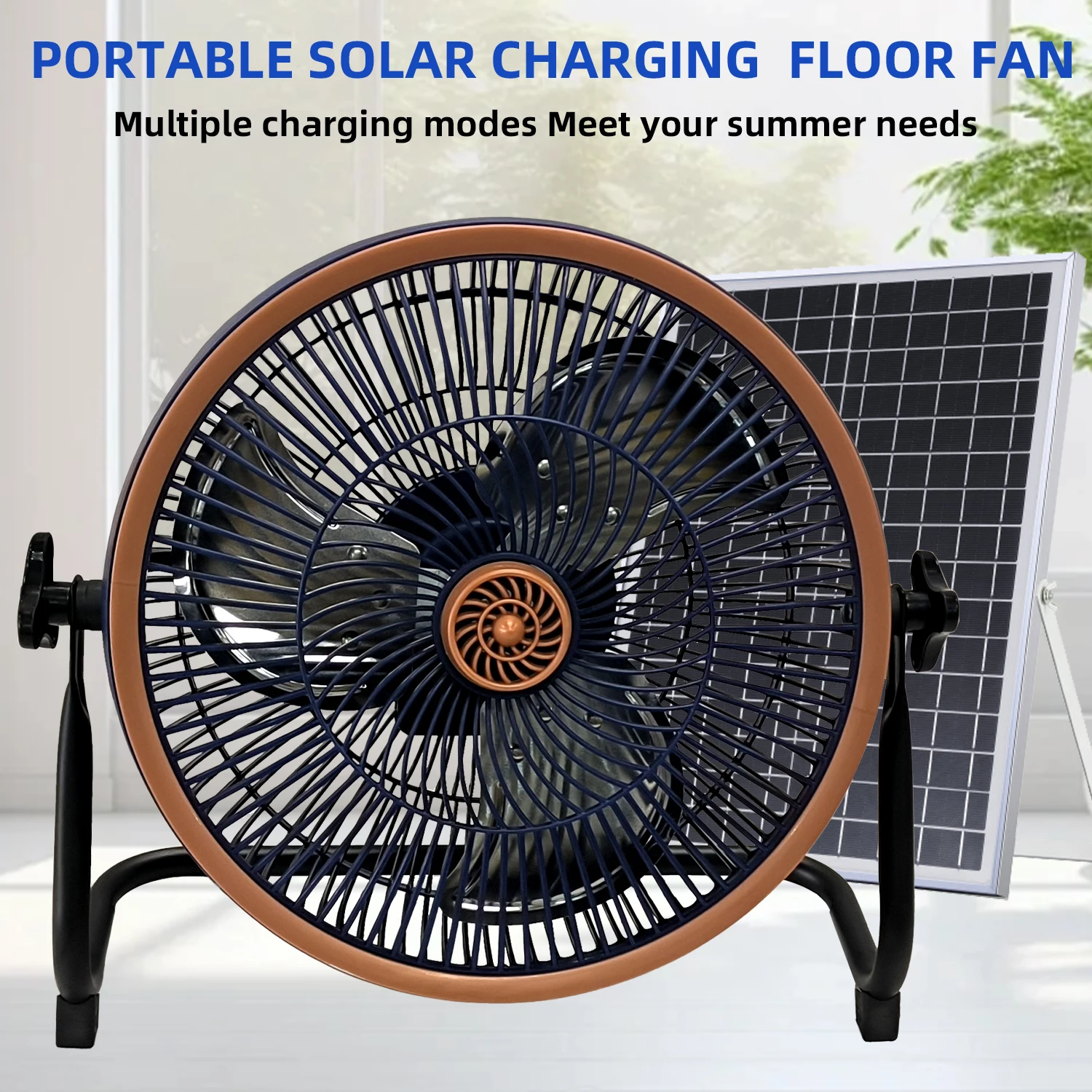 Portable Battery Operated Solar Fan Rechargeable for 6-24 Hours Use Ideal for Camping Patio Fishing with USB Output