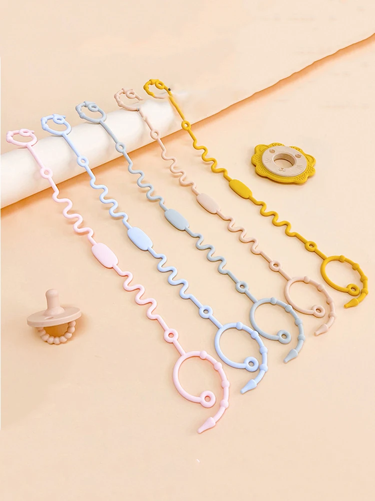 1Pc Infant Food Grade Silicone Color Anti-lost Chain Strap ciuccio Holder Chain cinghie per giocattoli per massaggiagengive di alta qualità