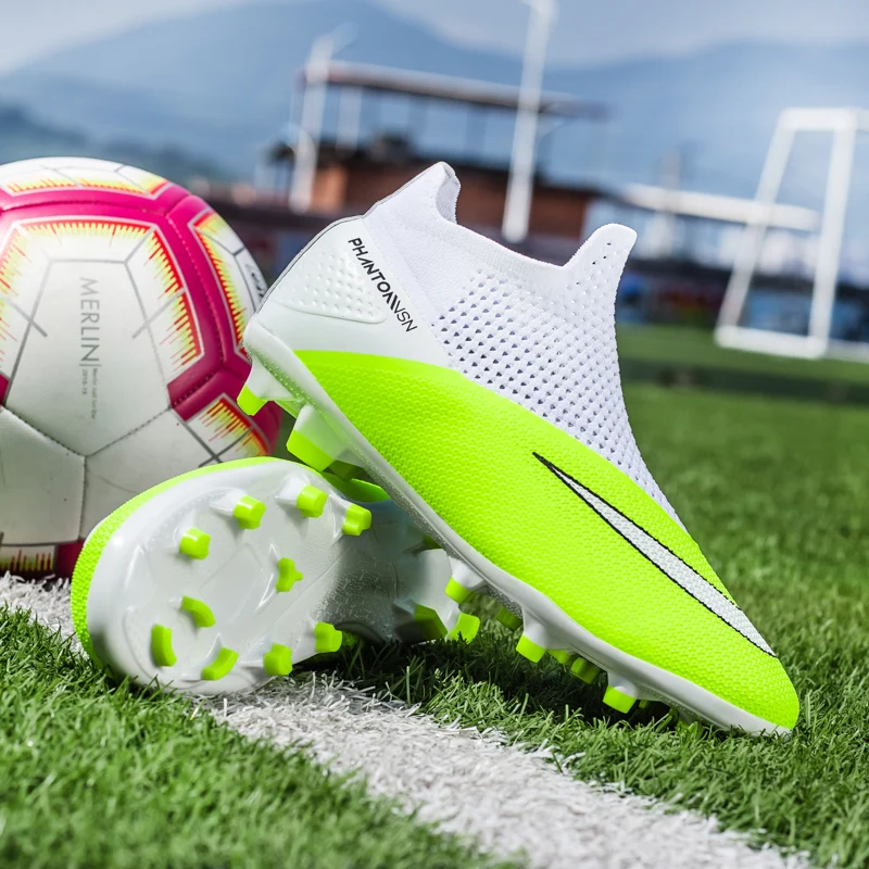 

2026 New Soccer Boots Long Short Spikes Ankle Boots Children PU Leather Soccer Training Sneakers Outdoor Football