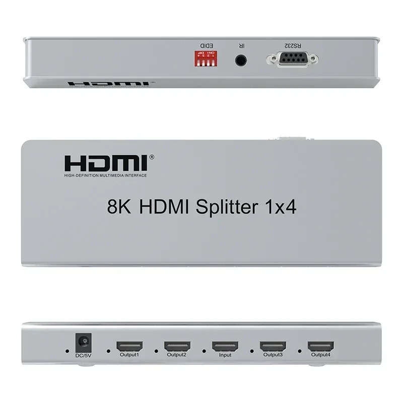 8K60Hz HDMI Splitter 1x4 HDMI2.1 HDR 3D Audio Video Converter 1 In 2 3 4 Out 4k 120hz 8K 1x2 HDMI Splitter PC To TV Dual Display