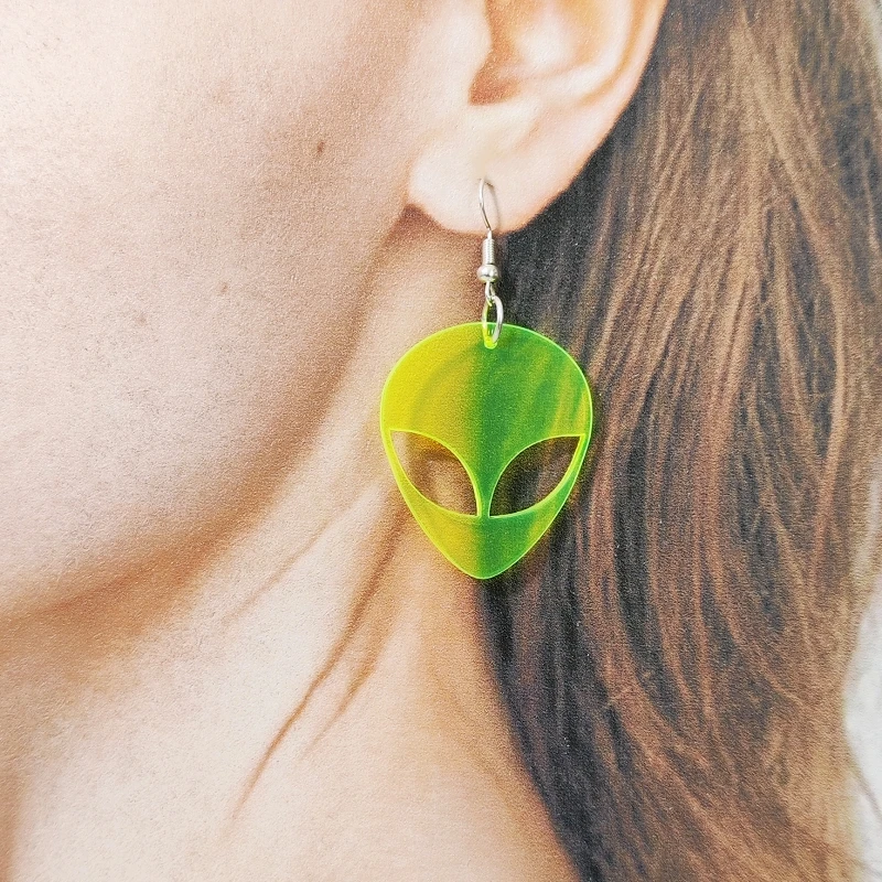 KUGUYS Classic ET Clear Neon Green Pink Women\'s Drop Earrings Acrylic Jewelry Cute Accessories