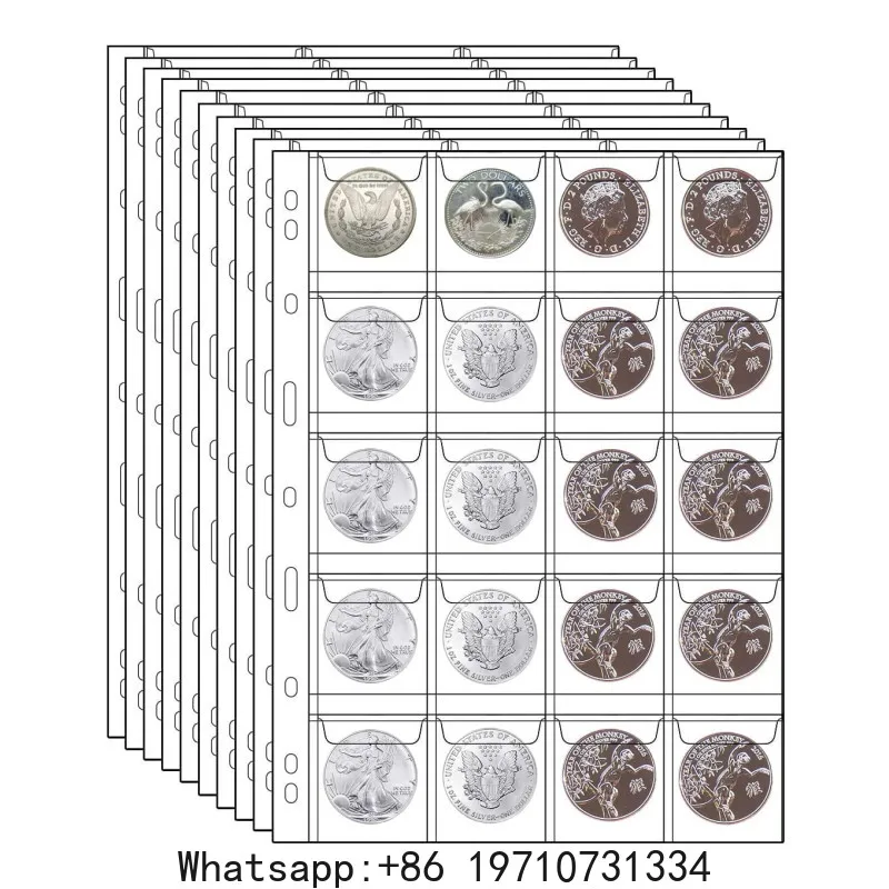 10PCS Album for Coins Albums 12/20/30/42 Pocket Coins Collection PVC Transparent Inside Pages  Coins Loose Leaf Organizer Bag