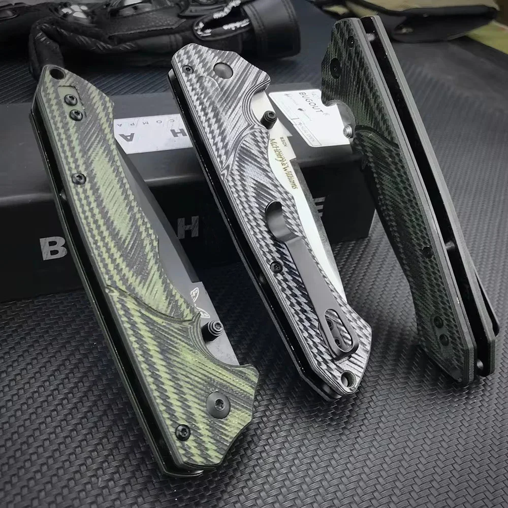 Tactical Knives BM 615BK-1401 Outdoor Pocket Knife Sharp Multifunctional Hunting Hiking Folding Blade Knife Two-tone G10 Handle