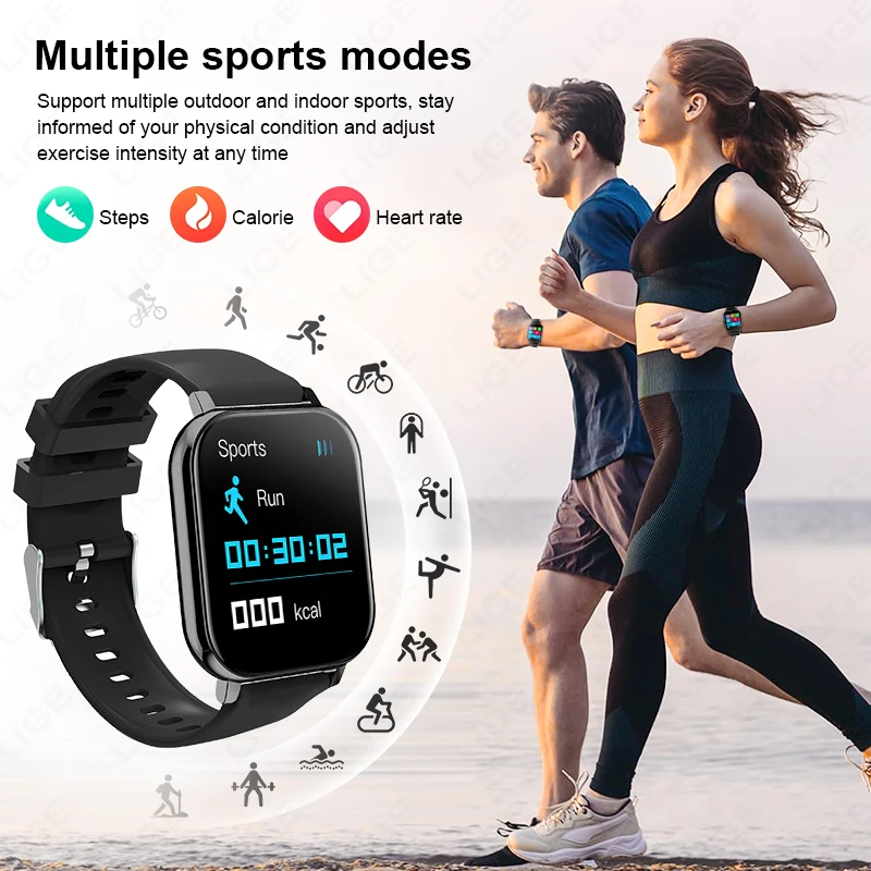 LIGE New Men Women Smart Watch Bluetooth Call Sports Fitness Smartwatch Heart Rate Monitoring Health Bracelet Remote Photography