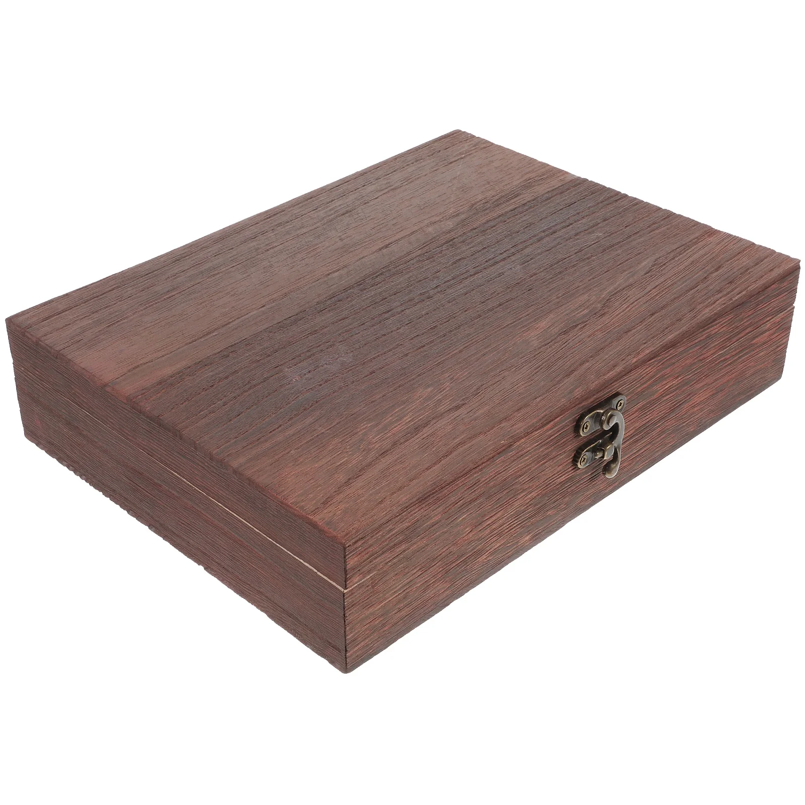 

Wooden Storage Box Flip Lid Dust Proof Jewelry Container Office Organizing Decorative Keepsake Bin Practical Case Storage Chest