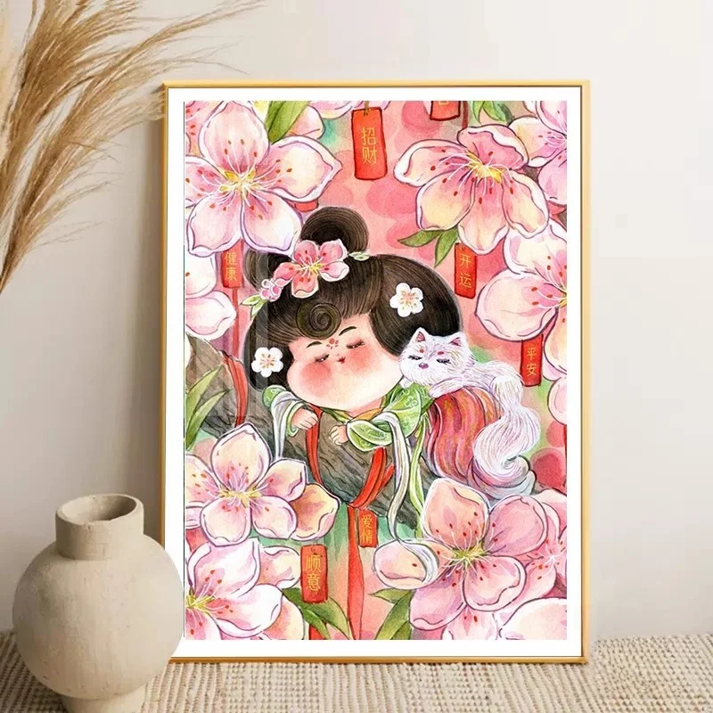 

Tang Queen Peach Blossom Cross Stitch Kit New 2026 Thread Embroidery Diamond Painting DIY Home Fabric Art Living Room