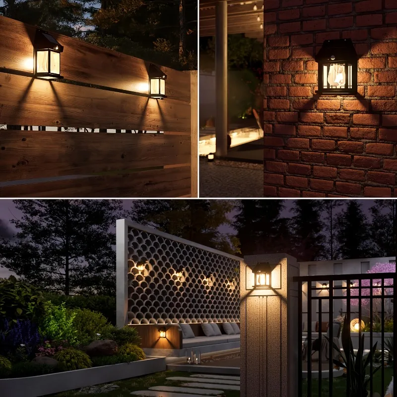 1/2/4/8Pcs Solar LED Wall Light Outdoor Motion Sensor Light with 3 Modes Waterproof for Patio Deck Porch Barn Garage