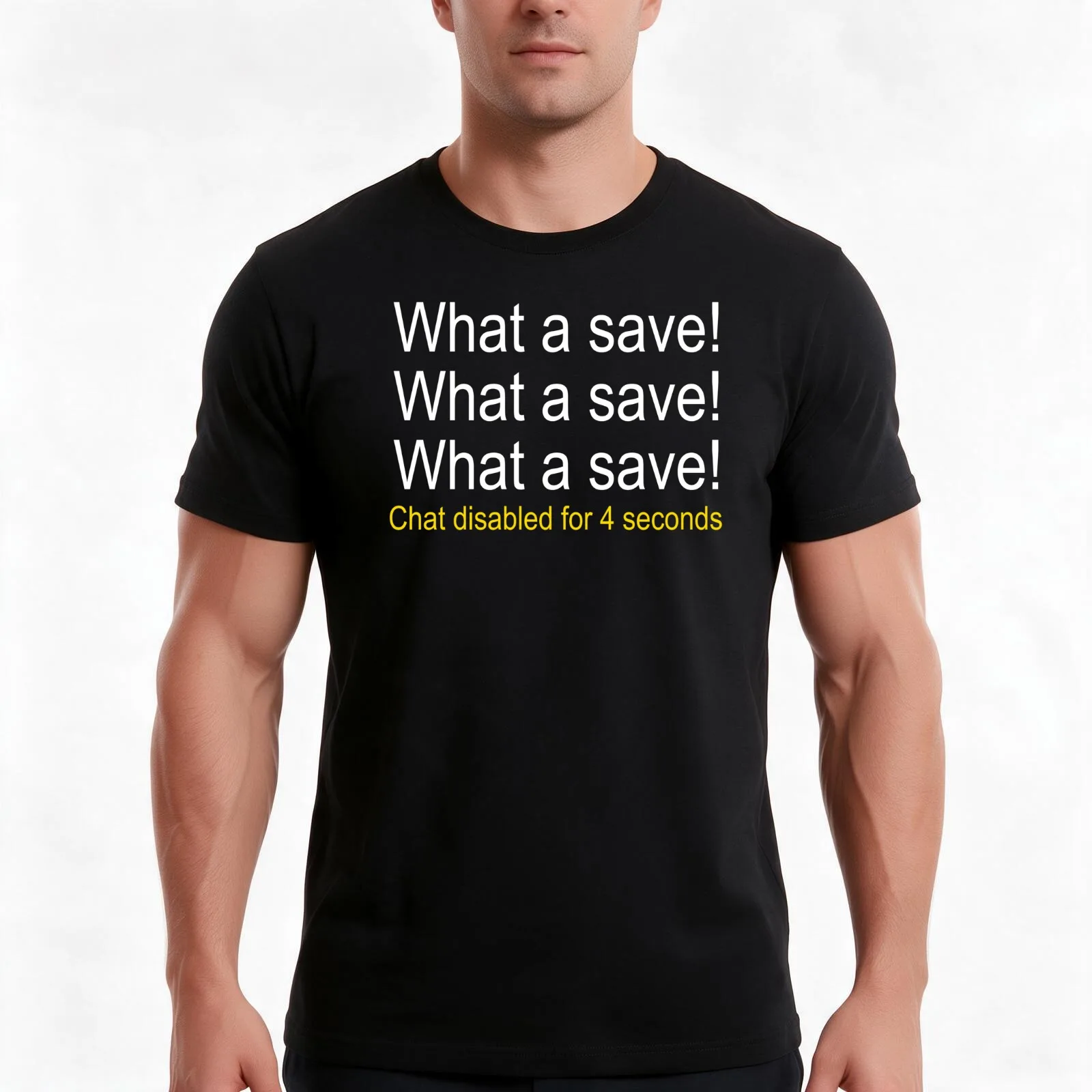 What a save! Chat disabled Rocket League T-Shirt, Summer Casual Cotton Tee, Oversized Streetwear Tops, Vintage Graphic Print