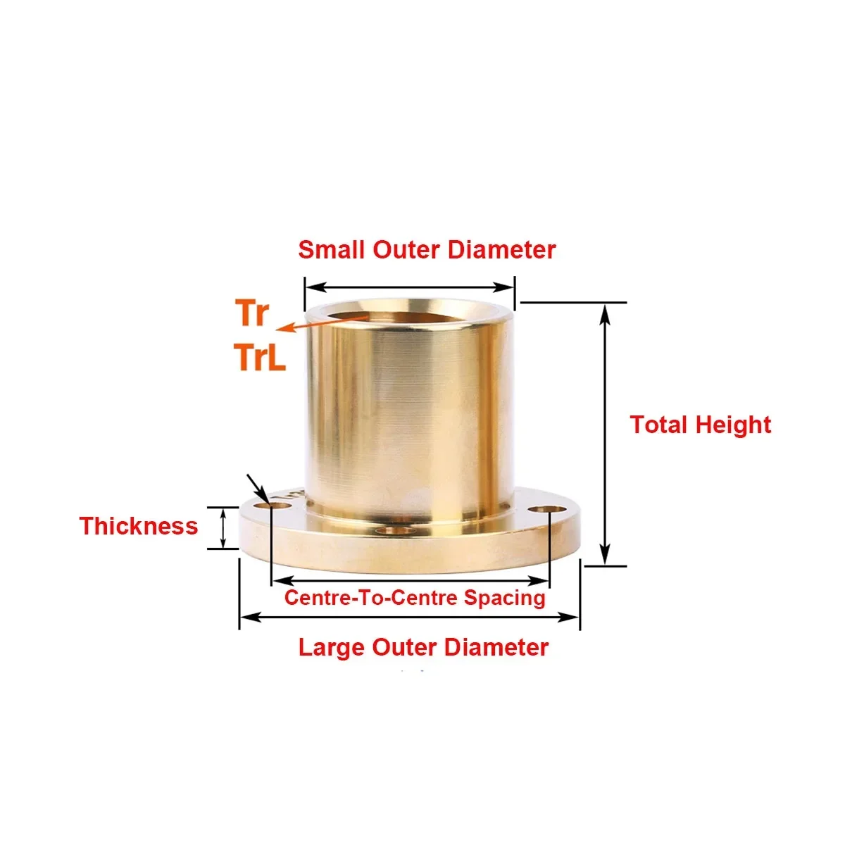 All Copper Round Flange t Trapezoidal Screw Nut Positive Thread Reverse Thread Tr8 Tr10 Tr12 Tr14 Tr16 Tr18 Tr20