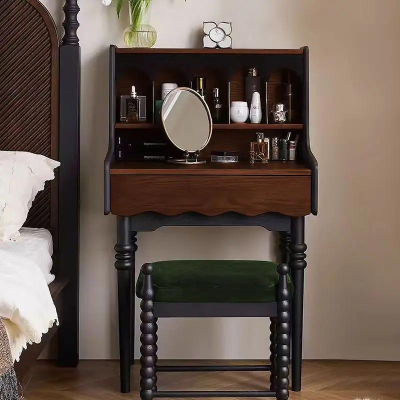 Medieval style solid wood dresser, small apartment, American vintage master bedroom dressing table, high-end storage cabinet, ma