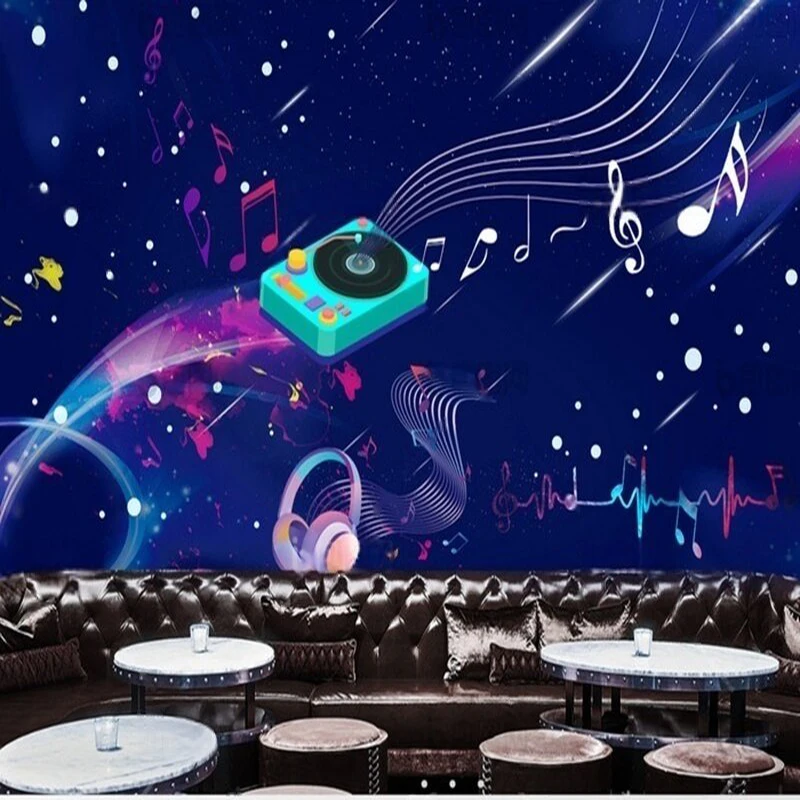 

Nordic simple blue dazzling lights music KTV stage TV luxurious home decoration bedroom background wall paper