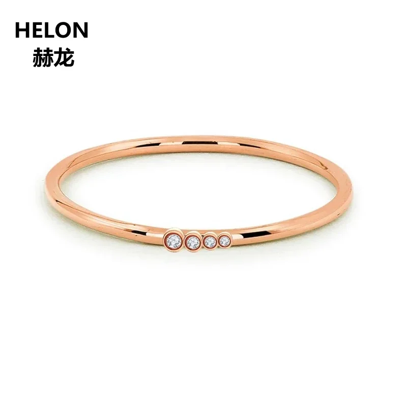 Solid 14k Rose Gold Natural Diamonds Ring Engagement Wedding Simple Band for Women