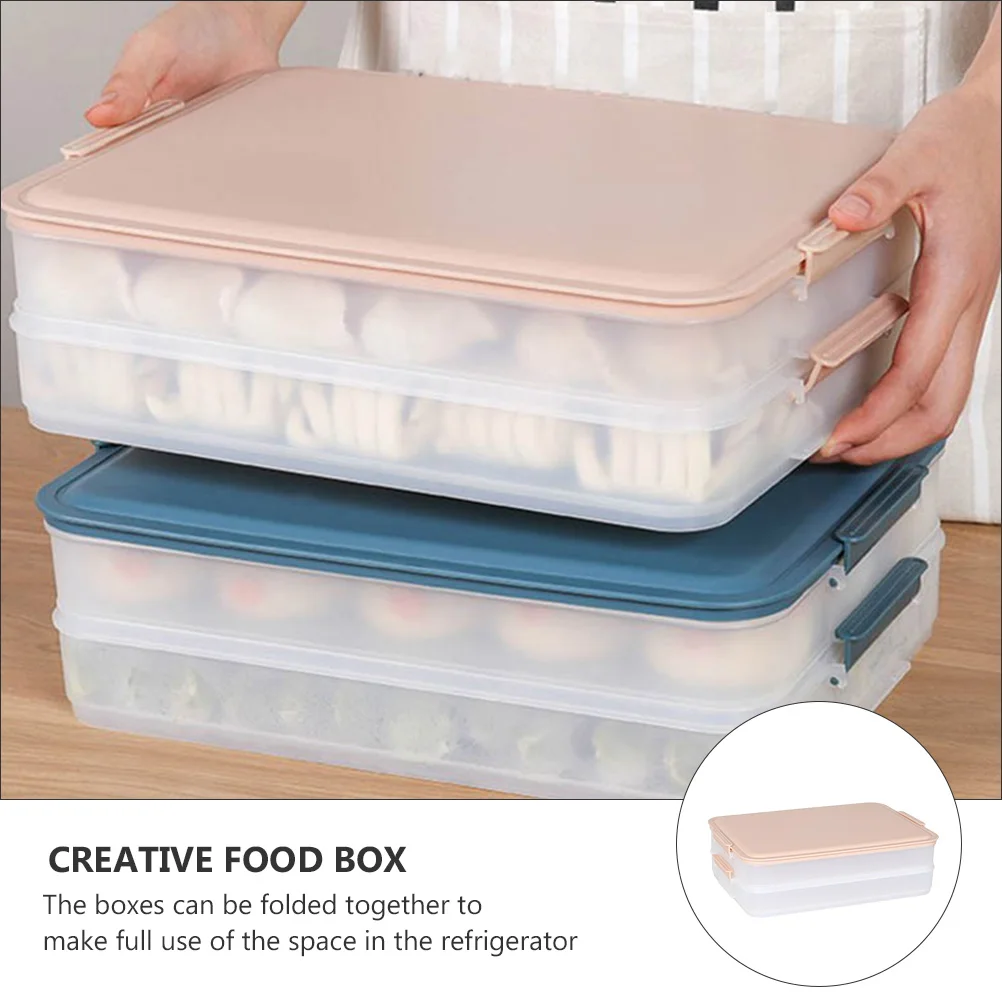 

1 pc Fresh Storage Box Waterproof Odor-Sealed Foldable Refrigerator Container Large Capacity Multi-Layer Dumpling Box Household