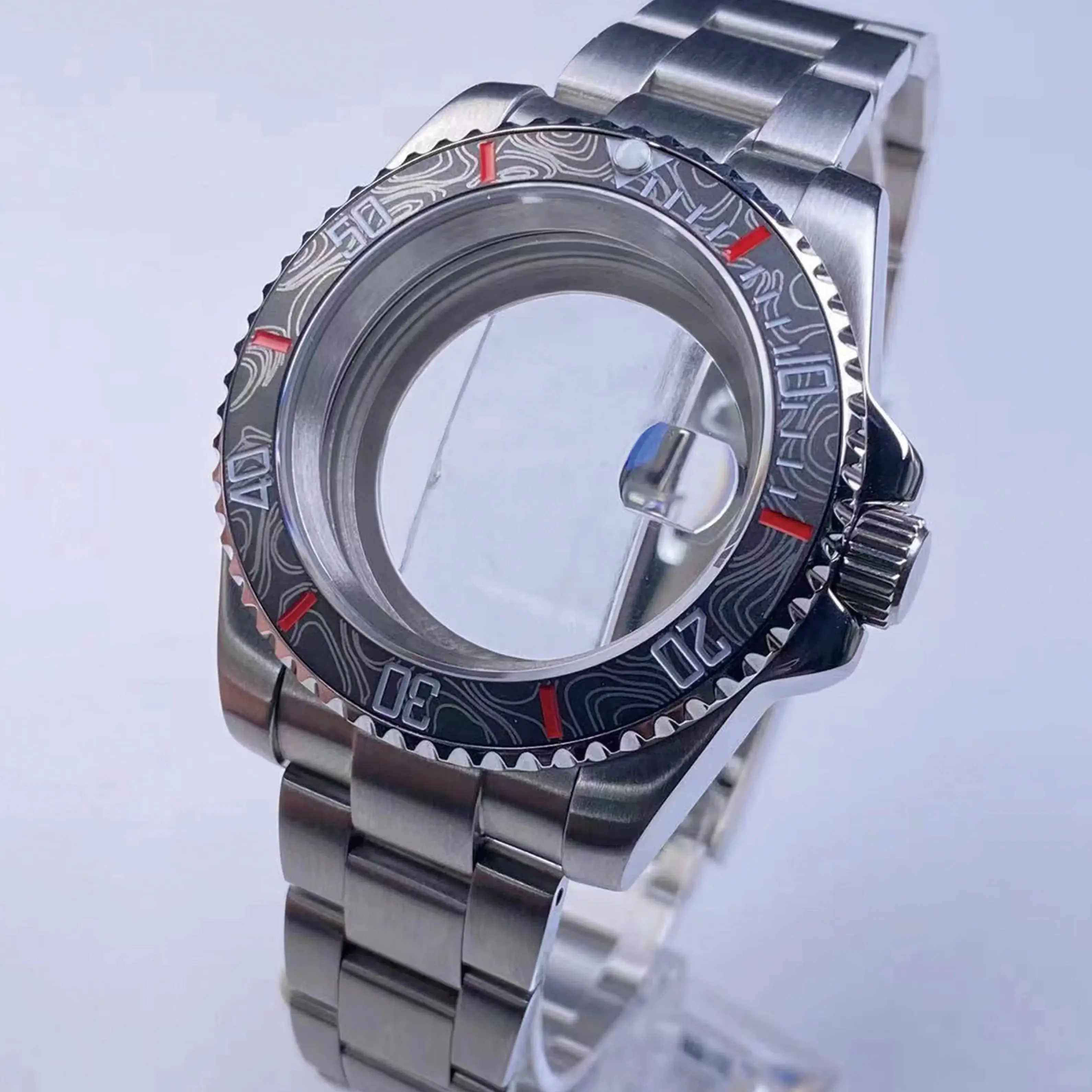 40mmStainless Steel Watch Case forNH35/NH36 Movements Sapphire Glass120-Click Bezel Sub/GMT Bracelet HighQuality Watch Accessory