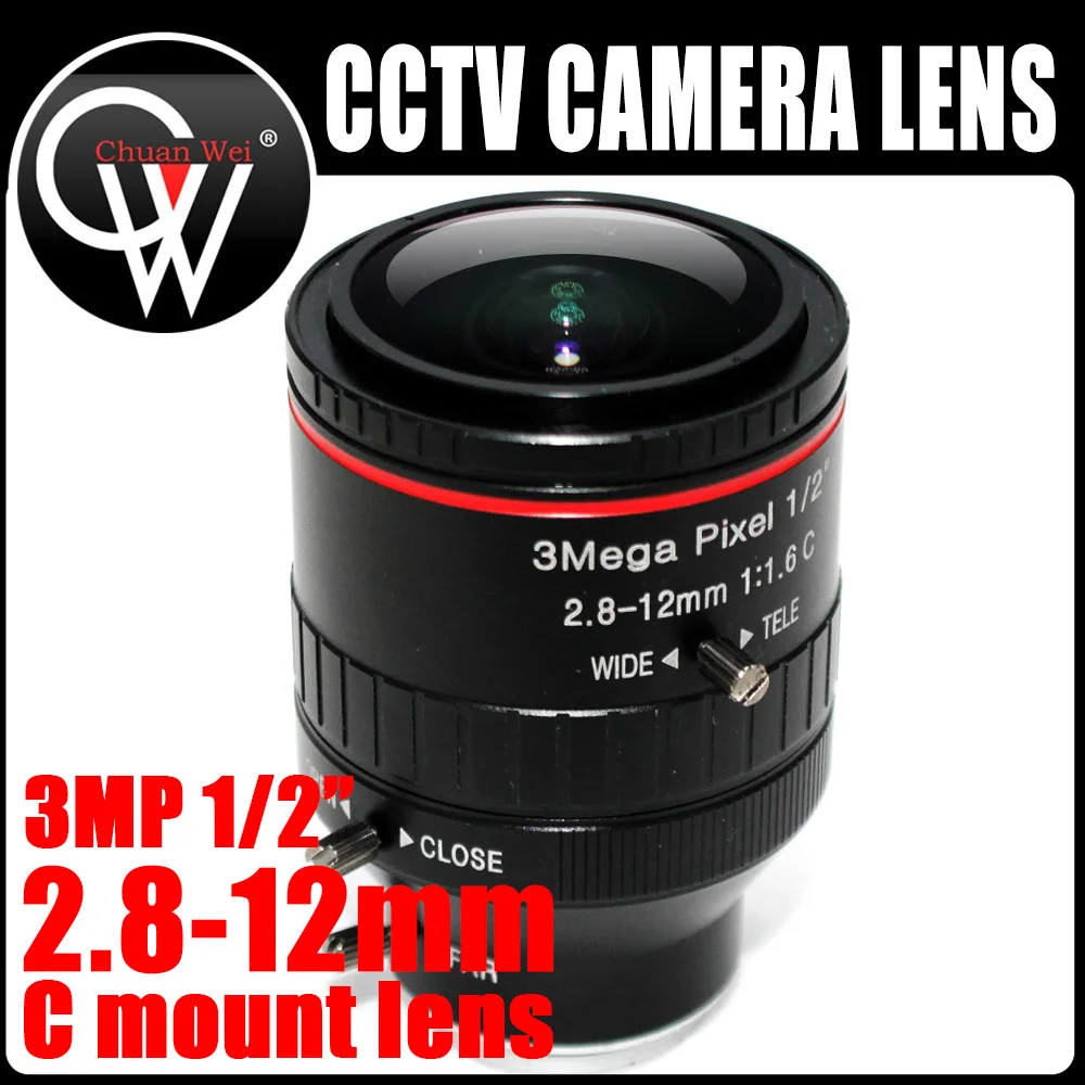 

3Mega Pixel F1.6 HD 2.8-12mm Lens C Mount Manual Varifocal Focal IR 1/2" 1:1.6 for Security CCTV IP HD Camera