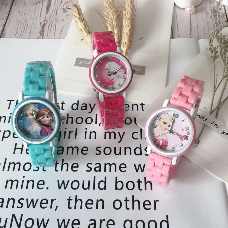 Disney Frozen Cute Cartoon Kids Watch impermeabile imitazione ceramica cinturino in plastica orologi per bambini ragazza donna Time Machines Clock