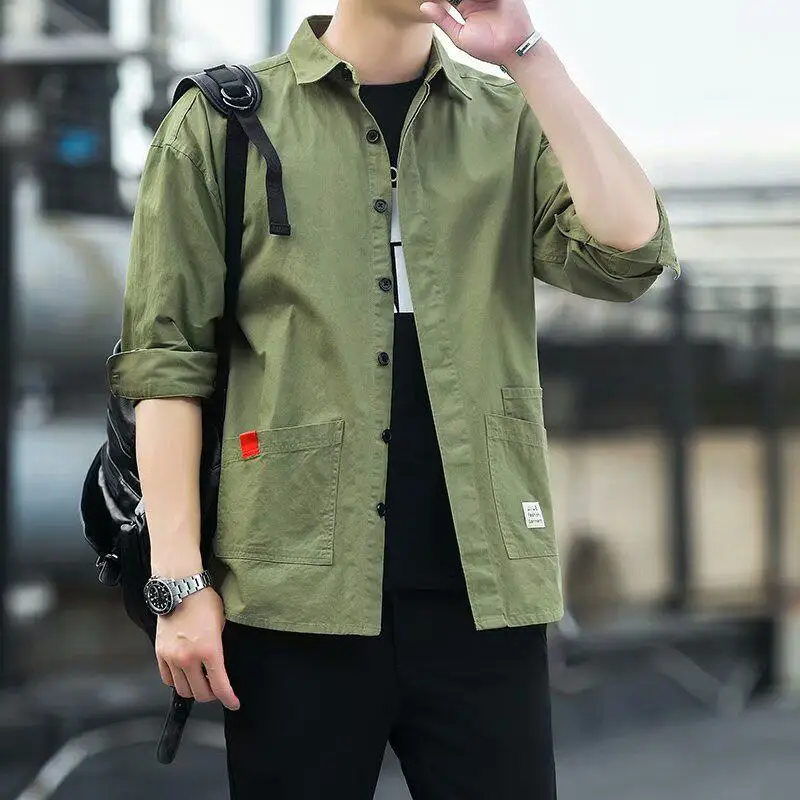 Men's Long Sleeve Shirt Thin Workwear Youth Fashion Resistant to Dirt And Wear for Spring Summer Labor Protection Work Coat