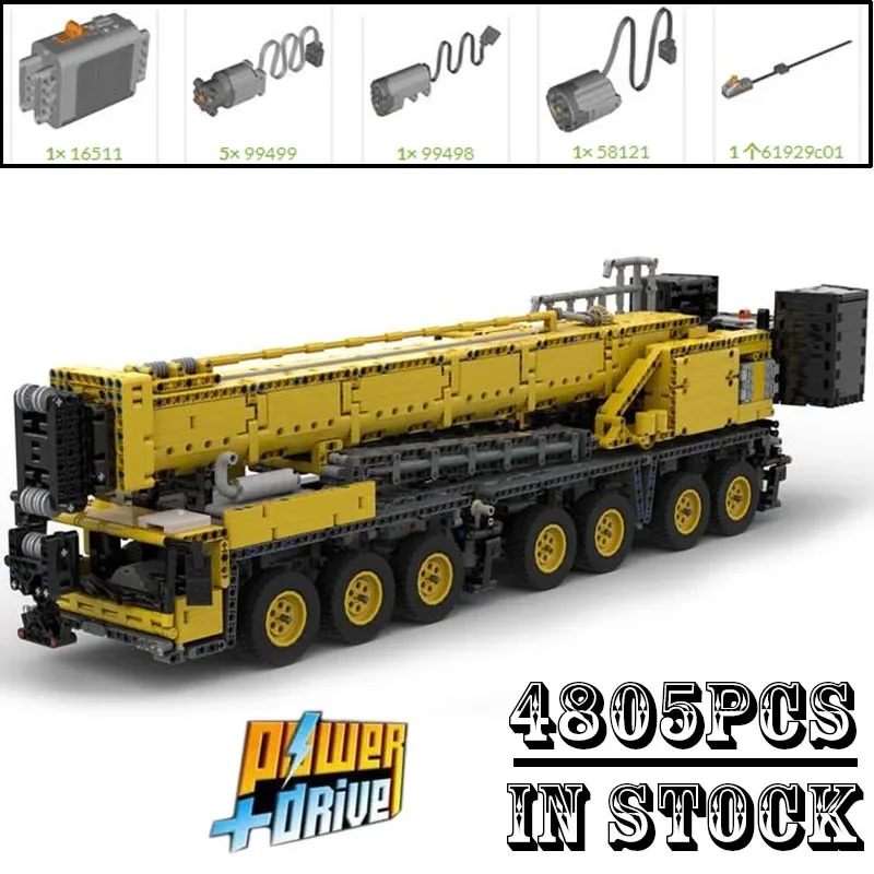 

New MOC-163993 Engineering Vehicle Motor Power Crane Grove GMK7550 7-Axle Mobile Crane Building Blocks Bricks Toys Birthday Gift