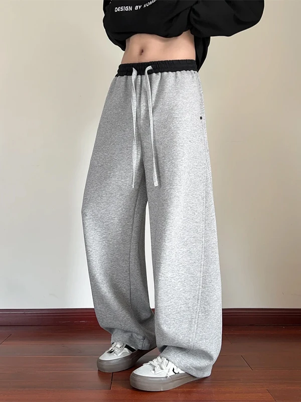 

Men's Casual Straight Leg Wide Leg Pants Color Blo Waist Design Autumn Leisure Sports Trousers Comfortable Straight Fit