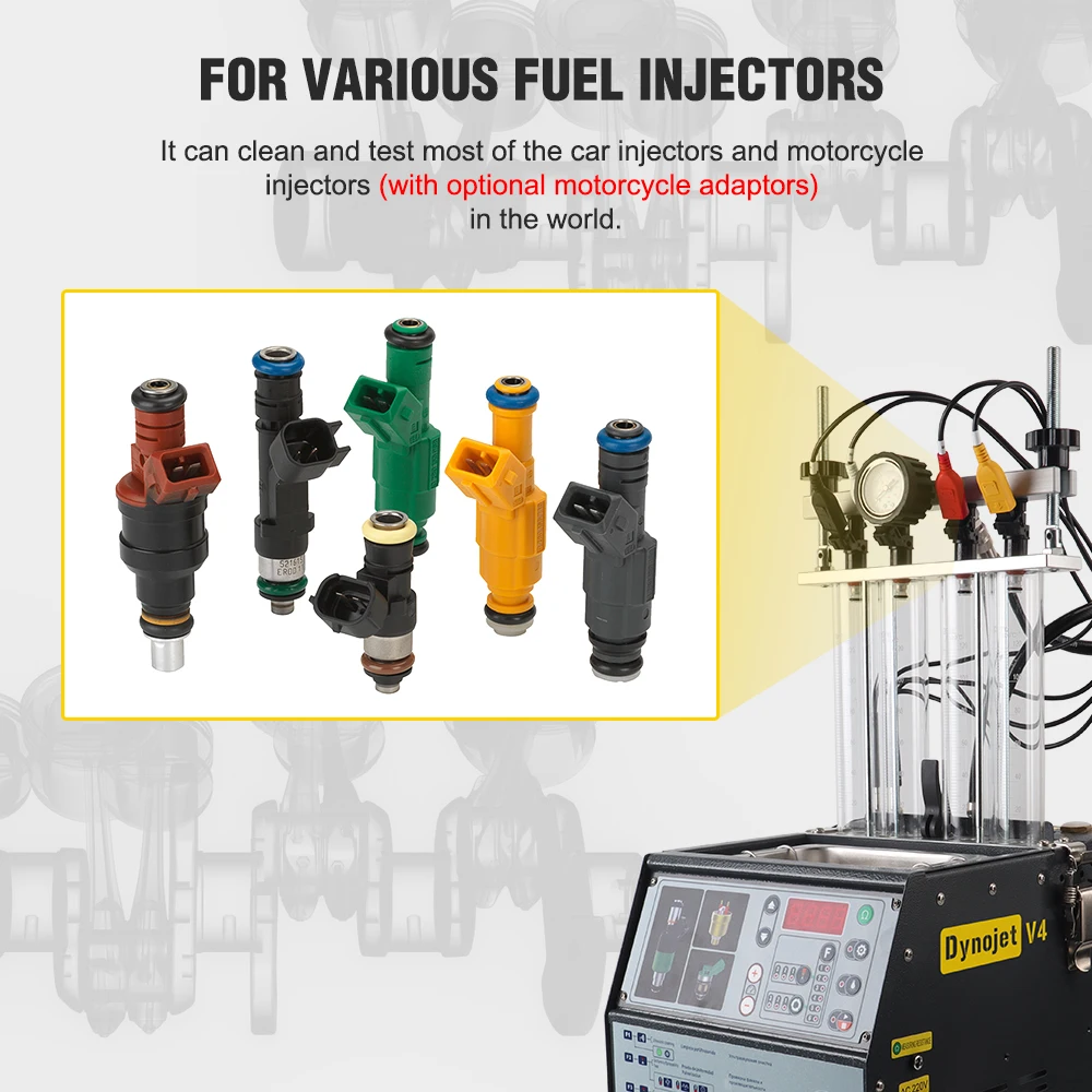 Intelligent Car Fuel Injector Cleaner & Tester Cleaning Machine Injector Ultrasonic Cleaner 4-Cylinders 110V 220V - Dynojet V4