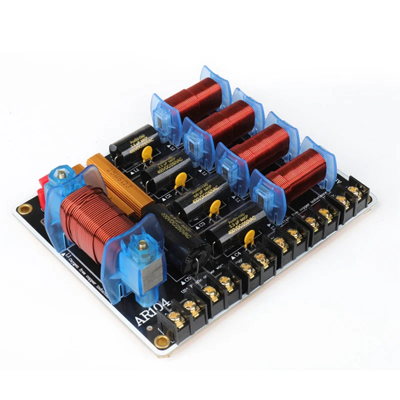 BAAY Профессиональный кроссовер для динамиков, 5-полосный делитель динамиков, 250-600 Вт, 45 Гц-23 кГц, 5-контактный аудио для сцены домашнего кинотеатра