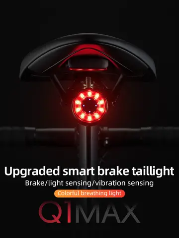 ROCKBROS Bicycle Tail Light Smart Brake Sensing Rear Bike Light Aluminum Waterproof Type-C MTB Road Warning Cycling Taillight