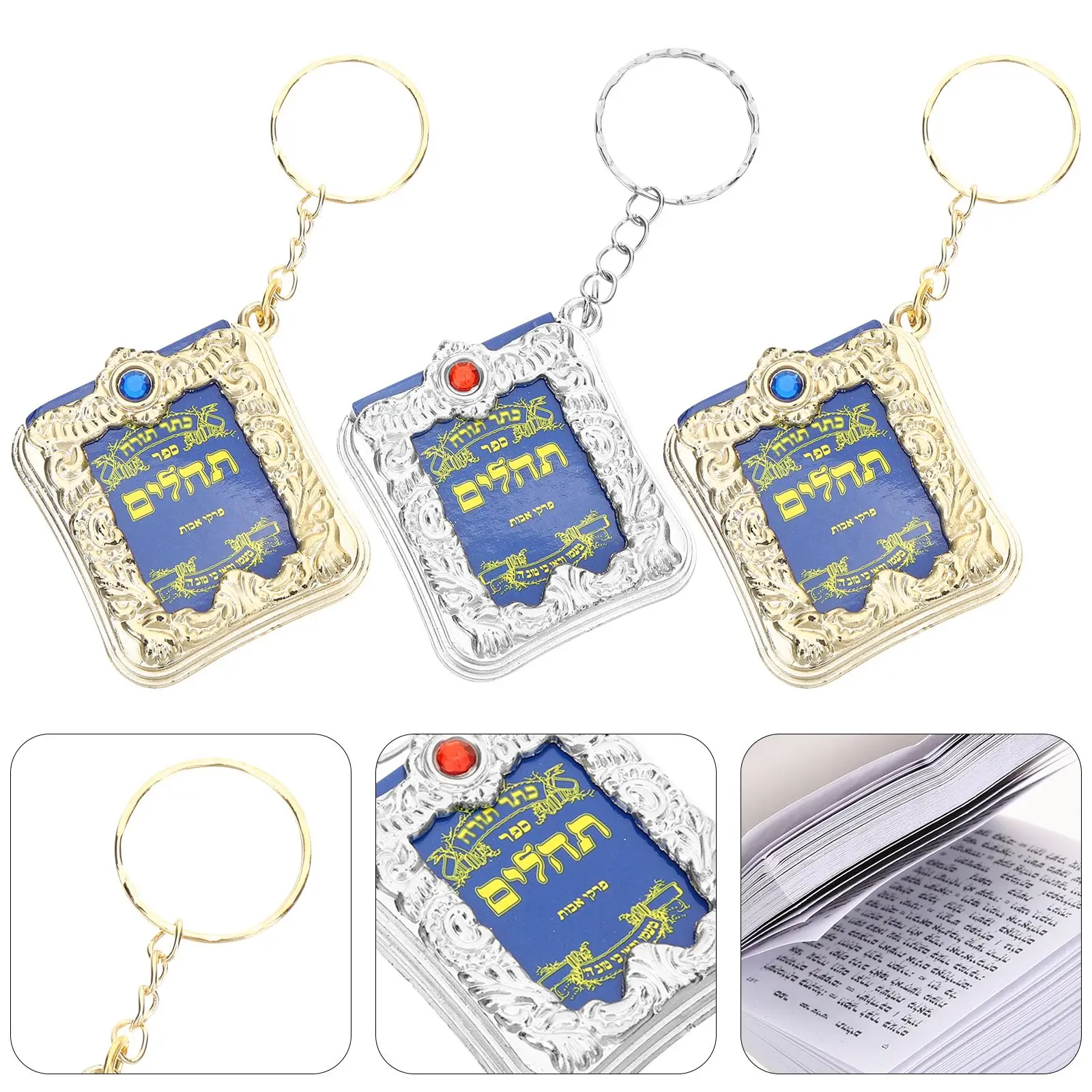 

6pcs Eid Ramadan Keychains Bible Keychain Purse Handbag Pendants Miniature Book Keyring Paper Bible Keyring