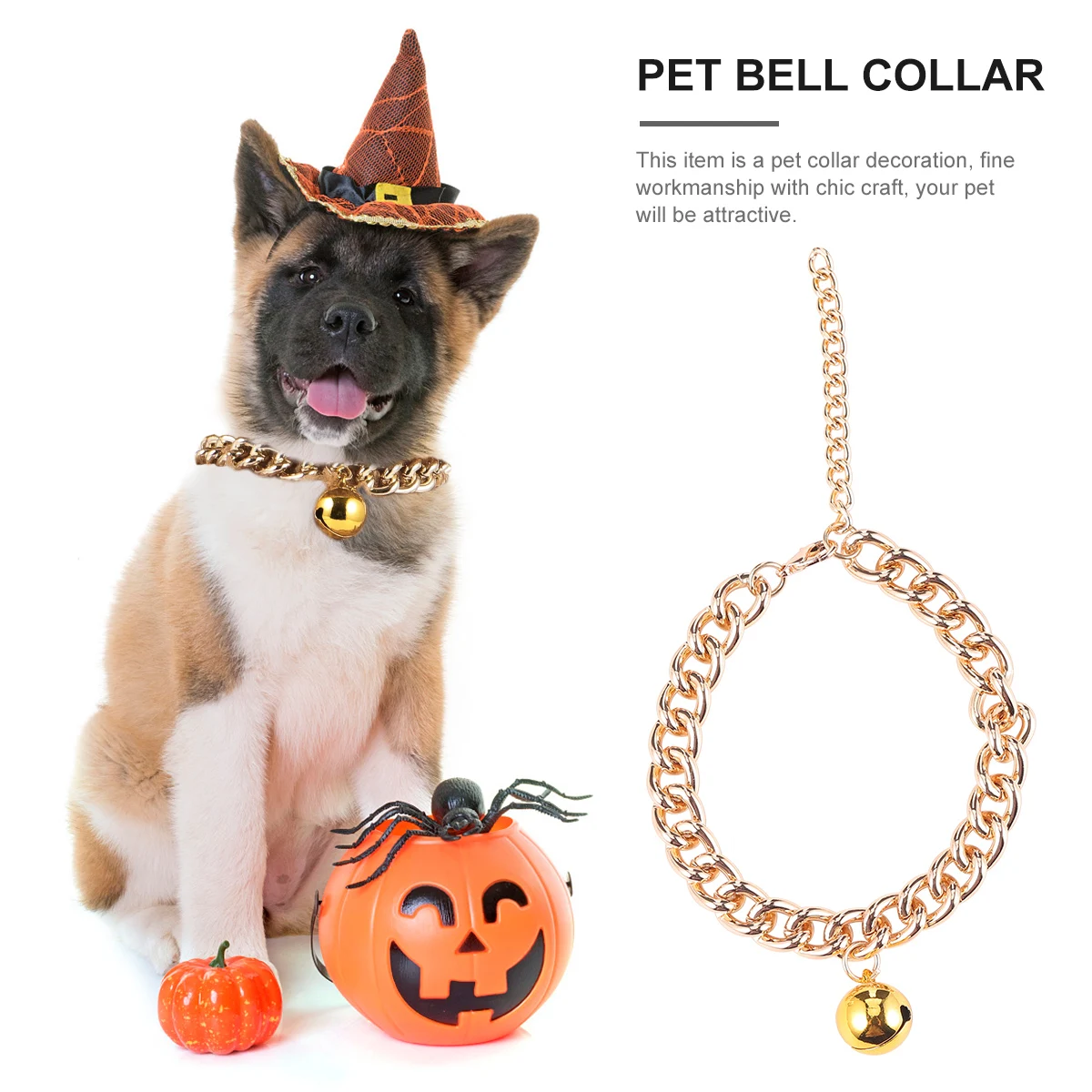 

1pc Dog Collar Bell Necklace Decoration Durable Pet Accessories Gold Color Portable Safe Outdoor Walking Pet Supplies