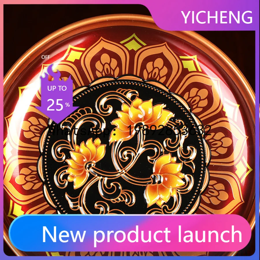 

P4-3 alloy fruit plate supply plate, worship god, tribute plate, lotus flower tribute plate, Buddhist hall supply utensils-5pcs