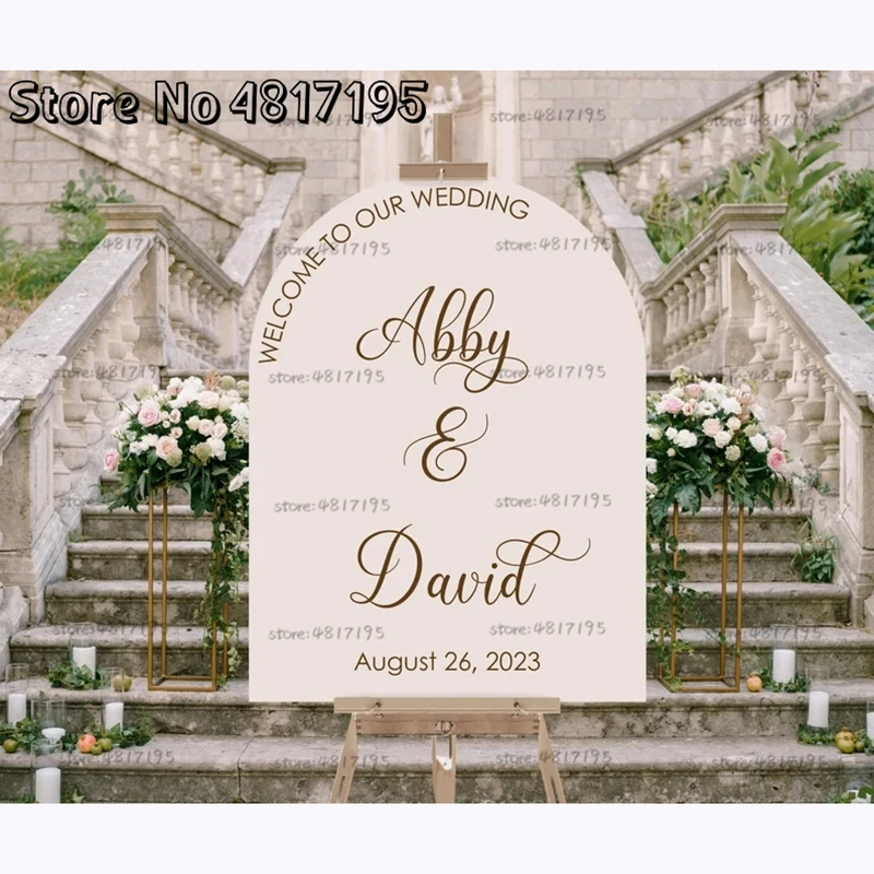 Welcome To Wedding Of Sign Welcome Mirror Wedding Decal Custom Names And Dates Wall Sticker Engagement Party Wedding Wall Decals