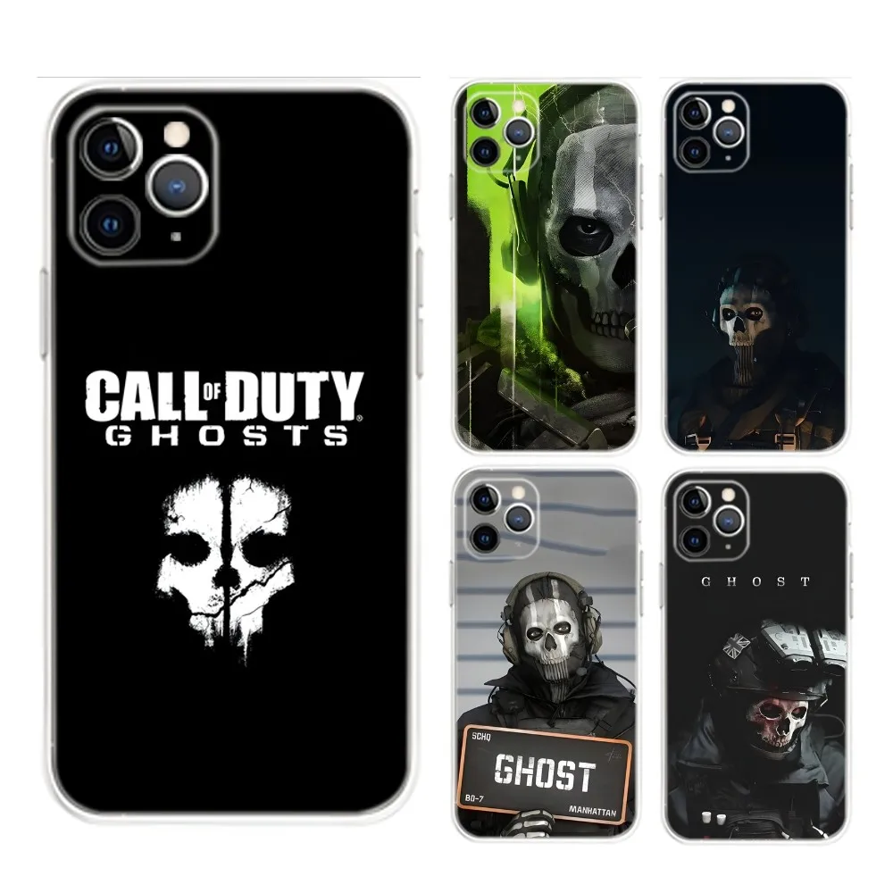 Ghost C-Call Of Duty COD   Phone Case For iPhone Apple 15,14,13,12,Mini,11,Pro,Max,Plus,X,XR,XS,8,SE,2020,Plus Transparent Cover