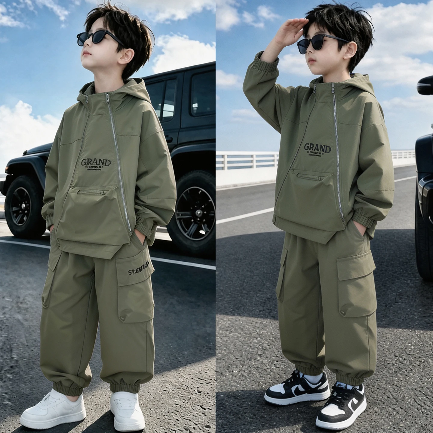 Spring Autumn Style Children Outdoor Clothing Suit Hoodie and Sweatpants Set for Boys Casual Sportsuit Kids Sports Tracksuit