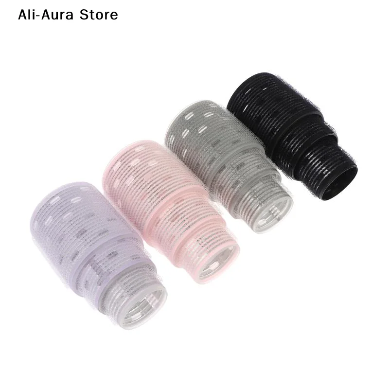 8Pcs Extra Large Aluminum Core Black Grey Hair Rollers Set Multiple Size Hook & Loop Jumboo Air Bang Magic Sleep Curl Bar 60mm